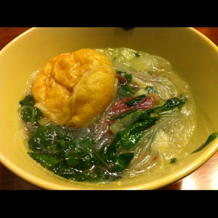 春雨と牛肉のねぎスープ